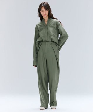 BEIGE， TERNES / 変形タックウールワイドパンツ L.Khaki