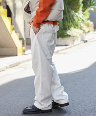 WEGO 【ウエストゴム/SMLサイズ展開/ユニセックス着用ITEM】チノイージーストレートパンツ ホワイト