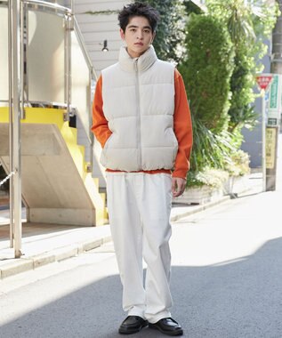 WEGO 【ウエストゴム/SMLサイズ展開/ユニセックス着用ITEM】チノイージーストレートパンツ ホワイト