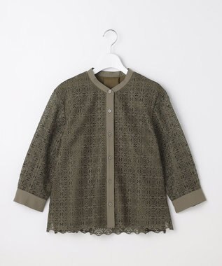 自由区 【カタログ掲載】ジオメトリックレース ブラウス カーキ