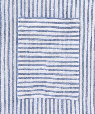 23区 【洗える】LIBECO ノースリーブ シャツ ワンピース ブルーストライプ