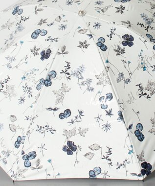 AURORA JILL STUART ジル スチュアート 晴雨兼用一段スライド傘 (ボタニカル柄) ブルー