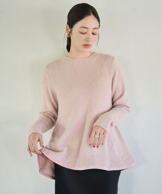 #Newans 【洗える】フレアシルエットチュニックニット ピンク系