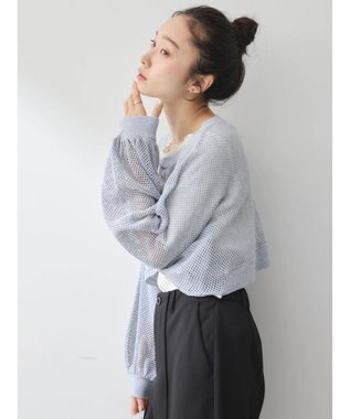 earth music&ecology リボンメッシュボレロ Light Gray