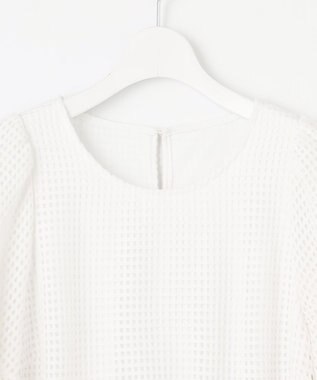 Feroux 【洗える】シアーチェックラッセル ワンピース ホワイト系