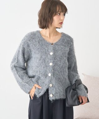 earth music&ecology クルーネックシャギーカーディガン