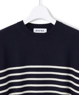 23区 【SACRA】エクストラファインメリノ ボーダーニット [23区別注]ネイビー系