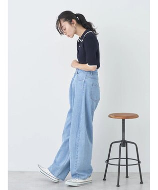 earth music&ecology ハイショクポロニット Navy