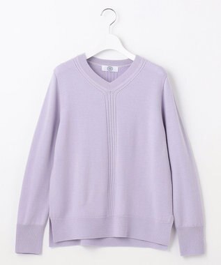 J.PRESS LADIES S CLEAR LIGHT WOOL Vネック ニット ふじ色系