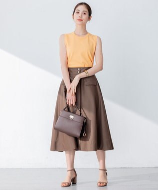 組曲 【洗える・涼感】シアーボイル スカート ダークブラウン系