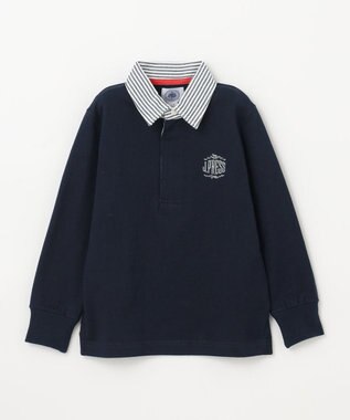 J.PRESS KIDS 【110-130cm】柄襟ラガー 長袖ポロシャツ ネイビー系