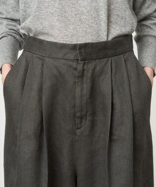 ATON GARMENT DYED LINEN SATIN | ワイドパンツ CHARCOAL GRAY