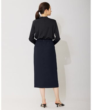 ICB 【接触冷感・UVケア・速乾・洗える】FluidBackSatin ナロースカート ネイビー系