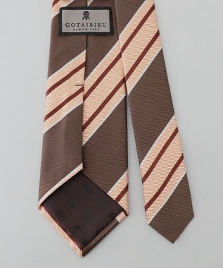 GOTAIRIKU 【日本製】シルク ネクタイ_ストライプ ダークブラウン系1