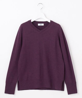 J.PRESS LADIES CLEAR LIGHT WOOL Vネック ニット パープル系