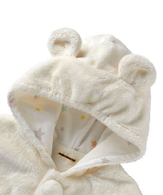 MIKI HOUSE HOT BISCUITS 【ミキハウス】【70-90cm】 マイクロファー マント 白×黄