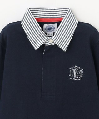 J.PRESS KIDS 【110-130cm】柄襟ラガー 長袖ポロシャツ ネイビー系