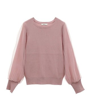 earth music&ecology マジョリカプリーツチュールニットプルオーバー Pink Beige