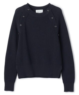 BEIGE， HELIODOR / スポンディッシュマリンボタンニット Navy