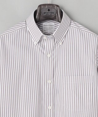 GOTAIRIKU 【形態安定】PREMIUMPLEATS_ボタンダウンカラー 通年ドレスシャツ_ストライプ(25年春夏モデル) ダークブラウンストライプ