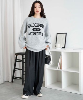 WEGO フラッフィーロゴジャガードニットプルオーバー グレーその他