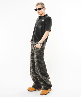 WEGO 【ユニセックス着用ITEM】ハトメバッククロスモチーフパンツ 柄1