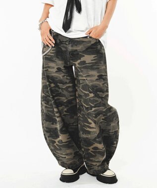 WEGO 【ユニセックス着用ITEM】ハトメバッククロスモチーフパンツ 柄1