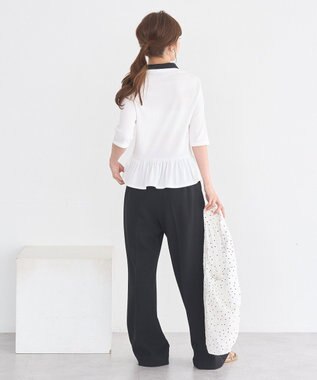 earth music&ecology ダブル衿ペプラムプルオーバー Ivory