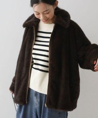 Green Parks ミンクライクファーブルゾン Brown