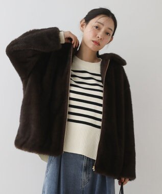 Green Parks ミンクライクファーブルゾン Brown