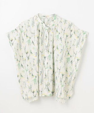 ANY スクエアプリントシャツ オフベース×花柄