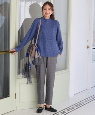 ANY 【ストレッチ/ガードル効果/裏起毛/ウエストゴム】大人の7daysウォームタッチパンツ チェック