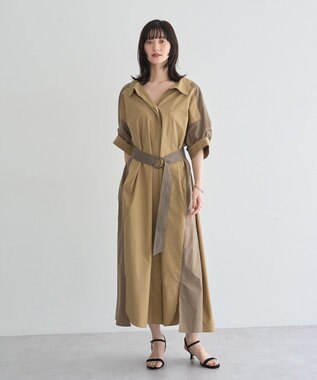 YECCA VECCA ベルト付きスキッパーシャツワンピース Beige