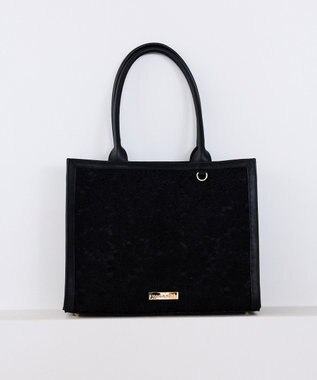 Maison de FLEUR EC限定フラワーレーススクエアトートバッグ Black