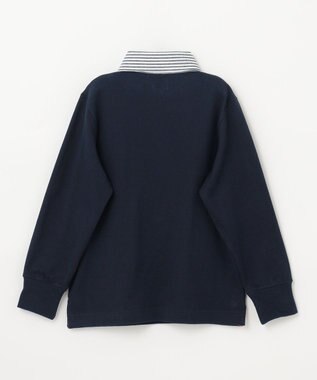 J.PRESS KIDS 【110-130cm】柄襟ラガー 長袖ポロシャツ ネイビー系