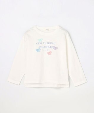 ANY KIDS 【綿100%】ロゴプリント 長袖Tシャツ オフホワイト