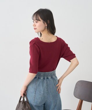 earth music&ecology ドレープニットプルオーバー Bordeaux