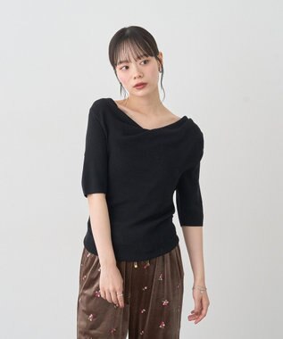 earth music&ecology ドレープニットプルオーバー Black