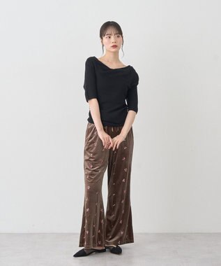 earth music&ecology ドレープニットプルオーバー Black