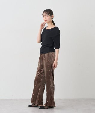 earth music&ecology ドレープニットプルオーバー Black