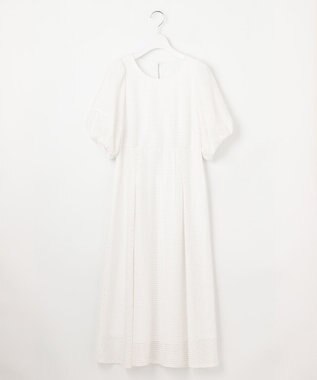 Feroux 【洗える】シアーチェックラッセル ワンピース ホワイト系