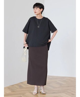 AMERICAN HOLIC 抗菌防臭＋接触冷感クルーネックカットプルオーバー Black