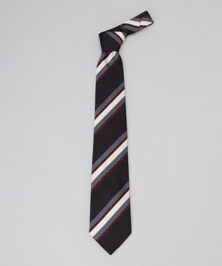 GOTAIRIKU GOTAIRIKU別注【MANTERO/マンテロ】ネクタイ_レジメンタル ブラック×グレー×ホワイト×ボルドー