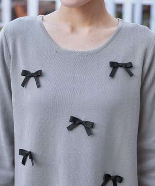 Tiaclasse L 【洗える】リボンニットチュニック グレー