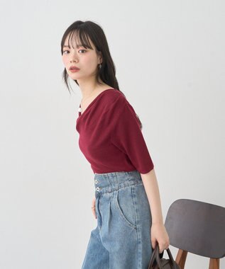 earth music&ecology ドレープニットプルオーバー Bordeaux