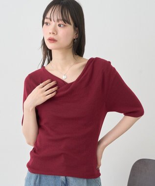 earth music&ecology ドレープニットプルオーバー Bordeaux