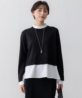 【洗える】シャツ コンビネーション ニット