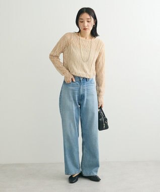 Green Parks パネルラインレースカットプルオーバー Light Beige