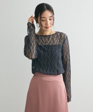 Green Parks パネルラインレースカットプルオーバー Gray