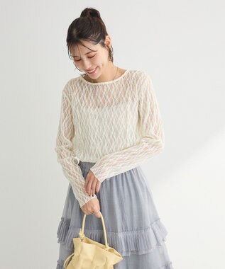 Green Parks パネルラインレースカットプルオーバー Ivory